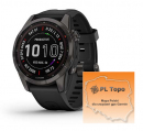 Garmin Fenix 7s Sapphire Solar Tytanowo-szary z powłoką węglową (DLC) i z czarnym paskiem [010-02539-25] + PL TOPO