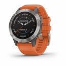Garmin Fenix 6 Sapphire Tytanowy z paskiem w kolorze Ember Orange [010-02158-14]